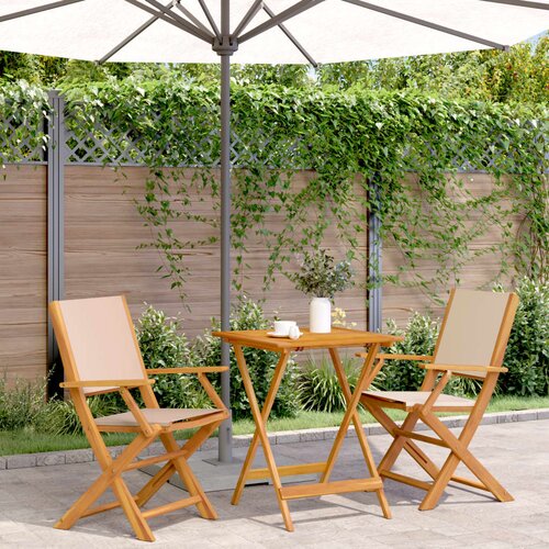 VidaXL 3-dijelni bistro set od tkanine i masivnog drva krem bež Slike