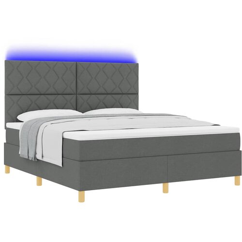 LED Box Spring Krevet Tamno siva 180 x 200 cm tkanina Slike