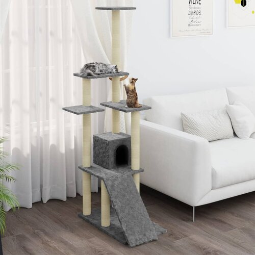 VidaXL Penjalica za mačke sa stupovima za grebanje svjetlosiva 155 cm Slike