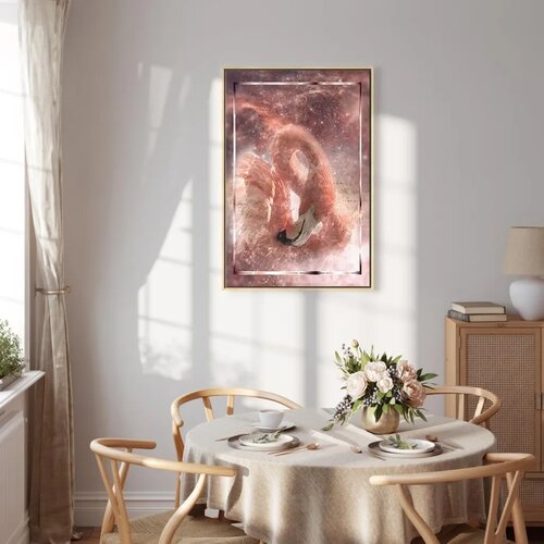  Slika - Space Flamingo (1 Part) Vertical 40x60 U prirodnom drvenom okviru Slike