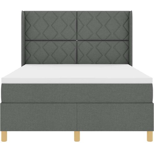  Krevet s opruga kutije s LED trakama Siva 140 x 200 cm tkanina Slike