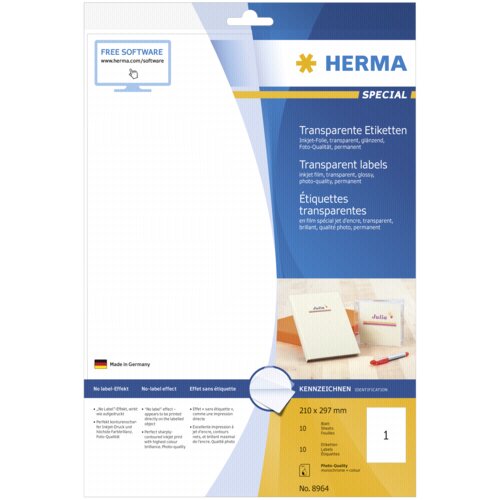 Herma transparent Labels 210x297 10 Sheets DIN A4 10 pcs. 8964 Cijene
