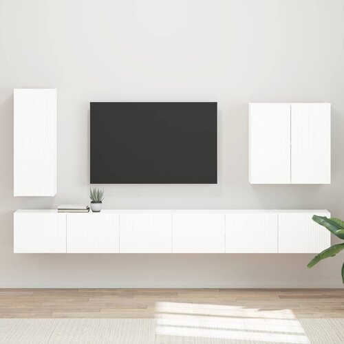  Set zidnog ormarića za TV Zidne 6 pcs Visoki sjaj bijela Cene