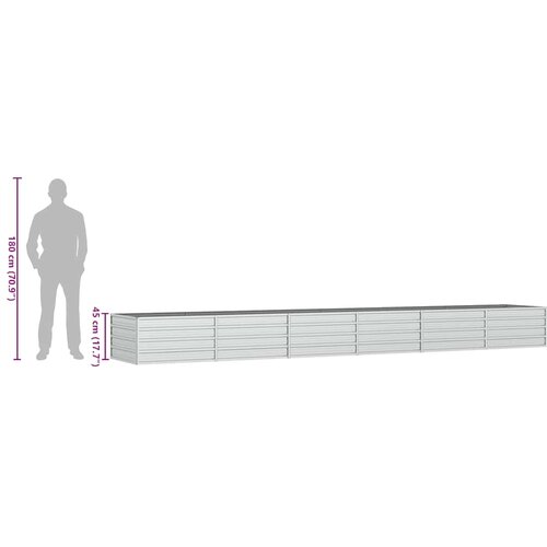  Povi&amp;scaron;ena vrtna gredica 480 x 80 x 45 cm pocinčani čelik srebrna Slike