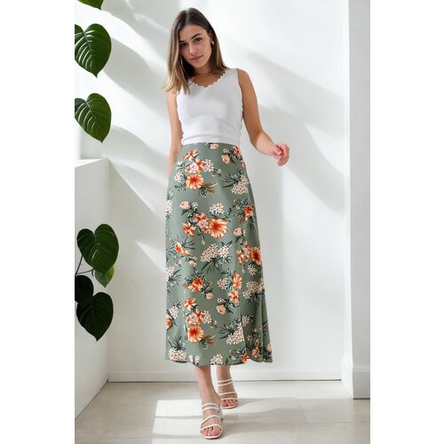 Dewberry 16652 Womens Midi Woven Skirt-NEFTİ Cijene
