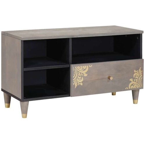 vidaXL TV omarica Siva in zlata 80 x 33,5 x 46 cm Trden mangov les Cene