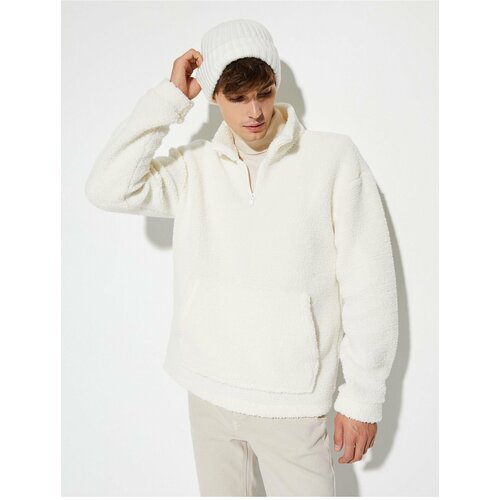 Koton Plush Sweatshirt Half Zipper Stand Collar Pocket Slike
