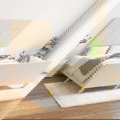 VidaXL Posteljni okvir brez vzmetnice krem 120x190 cm blago Slike