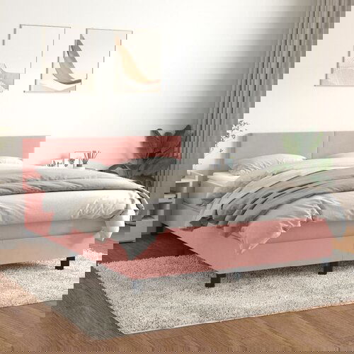 vidaXL Krevet s oprugama i madracem ružičasti 140x190 cm baršunasti Cene
