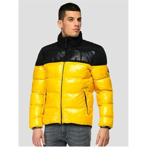 Replay Black-yellow Men's Quilted Winter Jacket - Men Slike