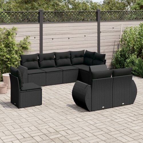 vidaXL 8-dijelni set vrtnih sofa od poliratana s jastucima crni Cijene