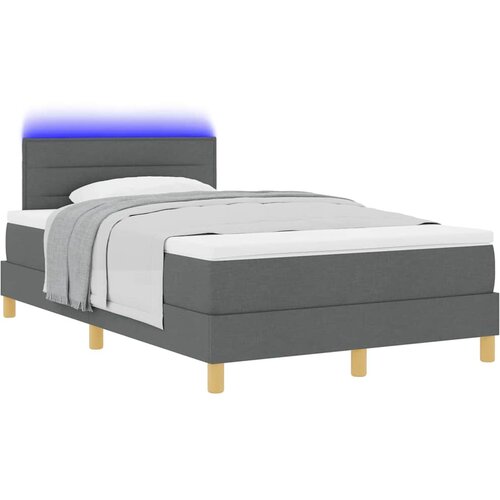  LED Box Spring Krevet Tamno siva 120 x 200 cm tkanina Slike