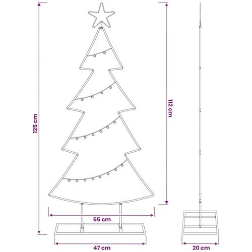  Metalno božićno drvce sa stalkom KUOPIO 125 cm Čelik Bijela - 125 cm Bijela Slike