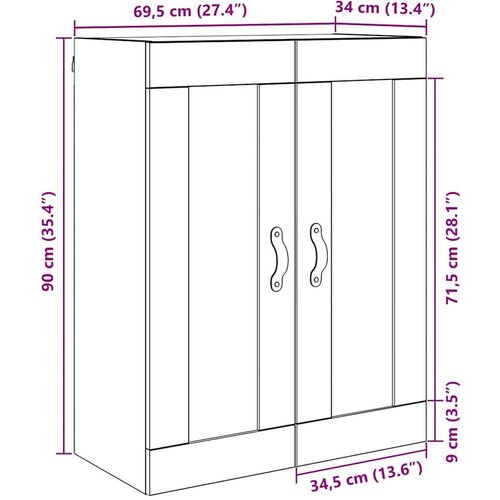 VidaXL Zidni ormarić Staro drvo 69,5 x 34 x 90 cm Konstruirano drvo Slike