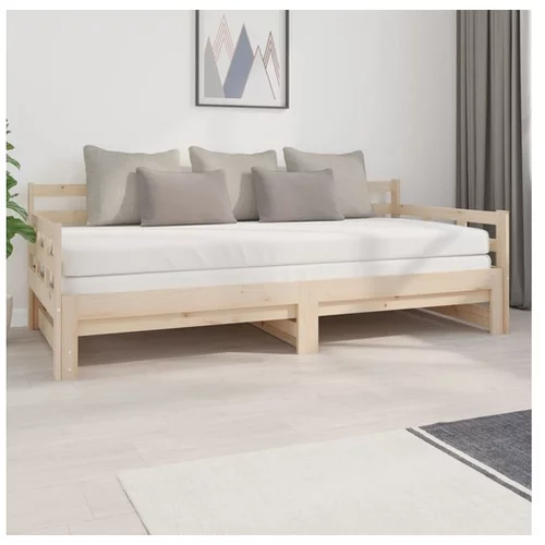  Izvlečna dnevna postelja trdna borovina 2x(90x200) cm