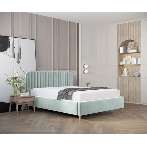 Maison de R&amp;ecirc;ve Mentol zeleni tapecirani bračni krevet s prostorom za odlaganje s podnicom 160x200 cm Noto &amp;ndash; Slike