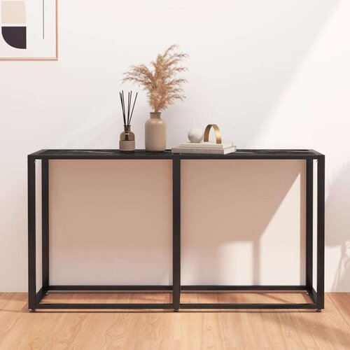 vidaXL Konzolni stol boja crnog mramora 140x35x75,5 cm kaljeno staklo Cijene