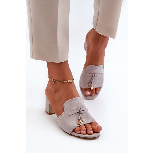 Boto PS1 Women's Gray Sandals with Faux Suede Heels Jemenna Cene