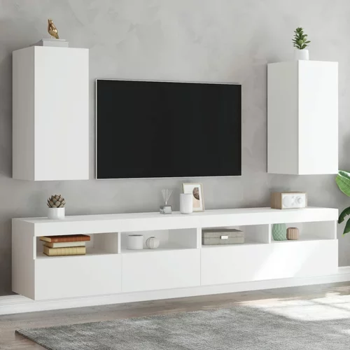 vidaXL Zidni TV ormarići s LED svjetlima 2 kom bijeli 30 5x35x70 cm