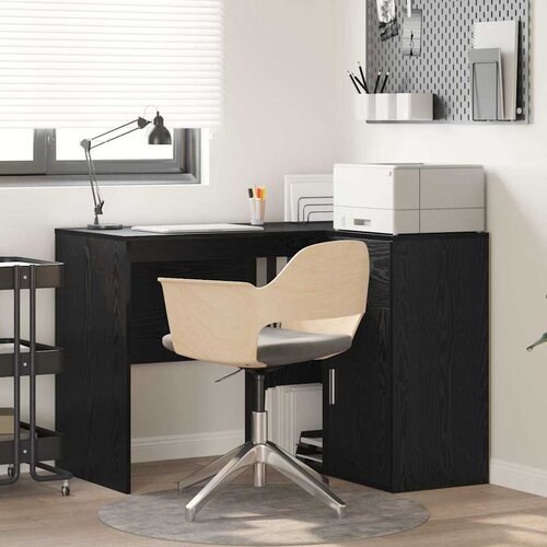 VidaXL kotna miza črna hrast 102x88x75 cm inženirski les Slike