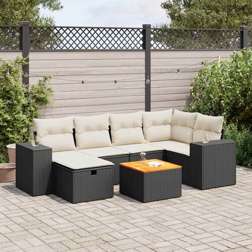  7-dijelni set vrtnih sofa od poliratana s jastucima crni Cijene