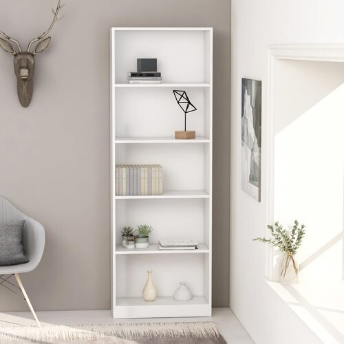 vidaXL Knjižna omara 5-nadstropna bela 60x24x175 cm iverna plošča, (20622174) Cene