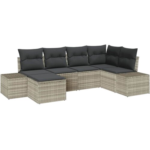  Sjedeća garnitura za vrt 6 kom. Svijetlo siva poliratan Svjetlosiva 184 x 62 x 85 cm Slike