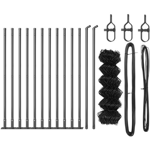 VidaXL Ograda od lančane veze s 13 flanged postova 0.4 x 25 m pocinčanog čelika Slike