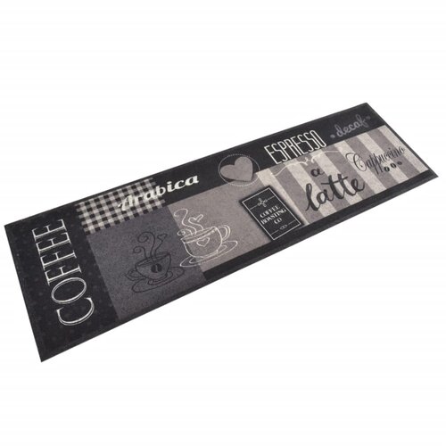 VidaXL Kuhinjski tepih perivi s natpisom Coffee 45 x 150 cm bar&amp;scaron;unasti Slike