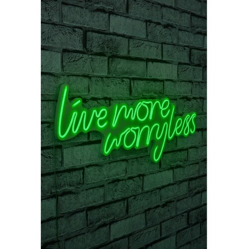 Wallity Live More Worry Less - Green Green Decorative Plastic Led Lighting Slike