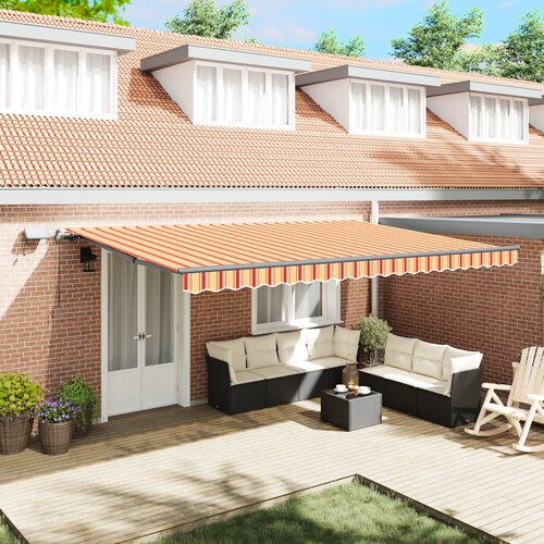 vidaXL Ručno uvlačiva tenda s LED žutom i narančastom 500x300 cm Cijene