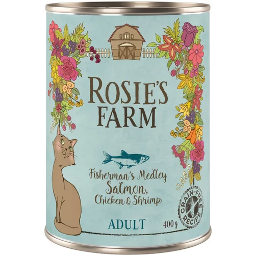 Rosie's Farm Ekonomično pakiranje Adult 12 x 400 g - Losos i piletina s kozicama