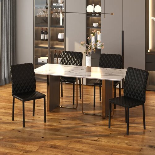  HOCMOM Set od 4 blagovaonske stolice Kuhinjske stolice 41 cm x 50 cm x 91 cm Crna Slike