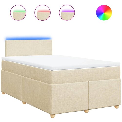 vidaXL Box spring postelja z vzmetnico krem 120x200 cm blago, (21273497) Cene