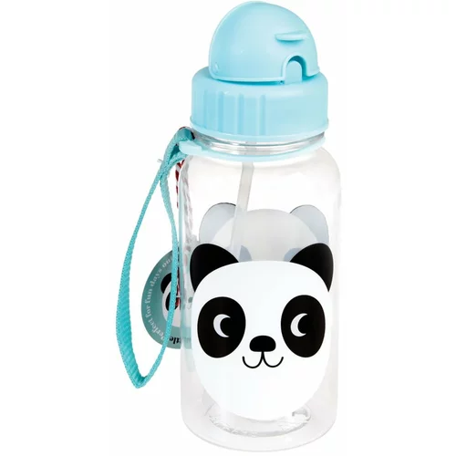 Rex London Modra otroška steklenička s slamico Miko The Panda, 500 ml