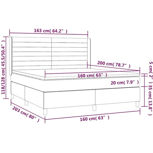  Krevet s oprugama i madracem plavi 160x200 cm od tkanine Slike