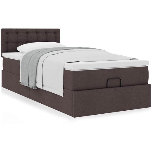 vidaXL Otomanski posteljni okvir z vzmetnico rjav 100x200 cm blago Cene