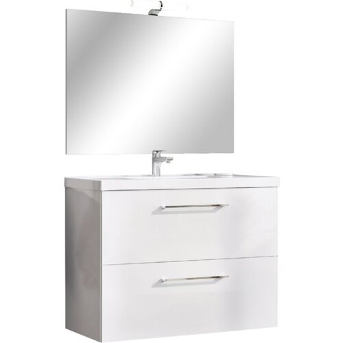 RIVA kupaonski komplet Compact (80 cm, Bijele boje, Visoki sjaj) Slike