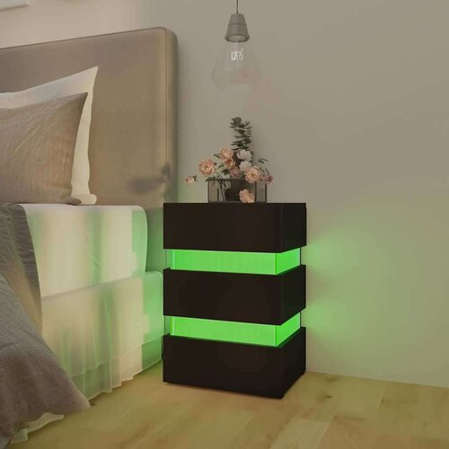 VidaXL LED noćni ormarić crni 45 x 35 x 67 od iverice Slike