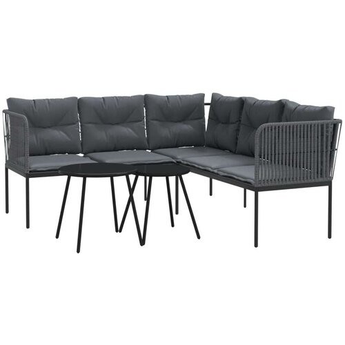 vidaXL Set vrtnih sofa s jastucima crni od čelika i tekstilena Cene