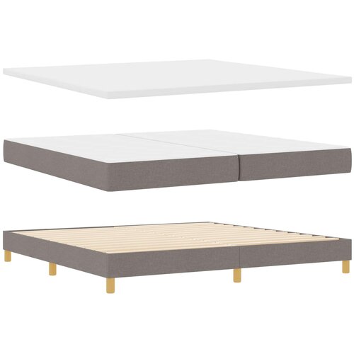  LED Box Spring Krevet Sivo-smeđa 200 x 200 cm tkanina Slike