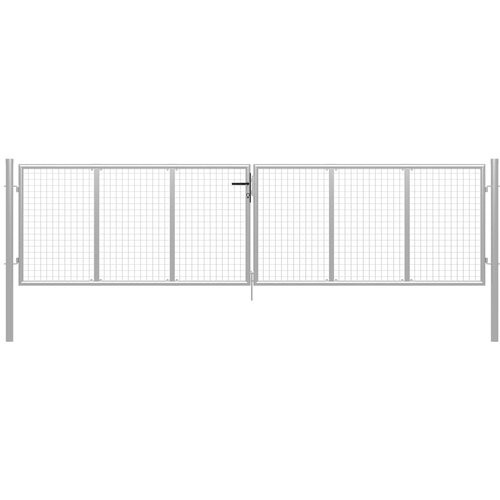 vidaXL vrtna vrata pocinkano jeklo 415x150 cm srebrna Cene