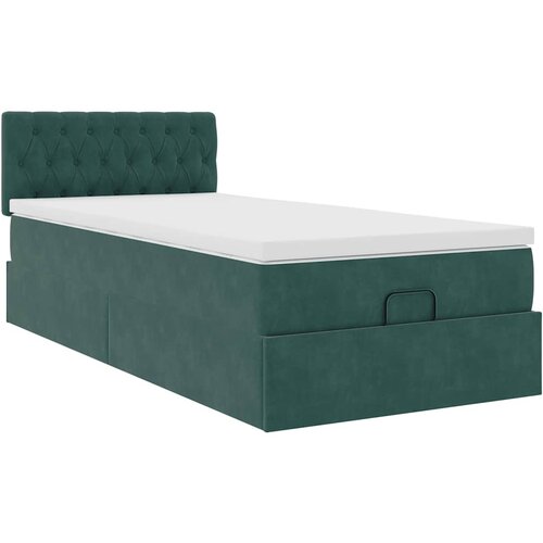 vidaXL Otomanski posteljni okvir z vzmetnico zelen 100x200 cm žamet, (21609690) Cene