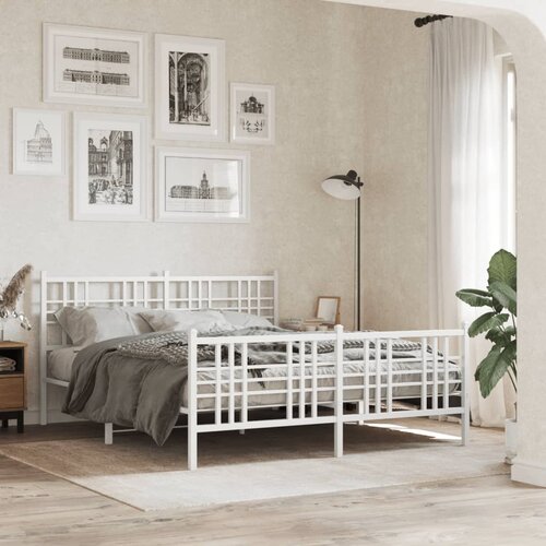 Furnova Kovinski posteljni okvir z vzglavjem in vznožjem bel 160x200 cm, (21939865) Slike