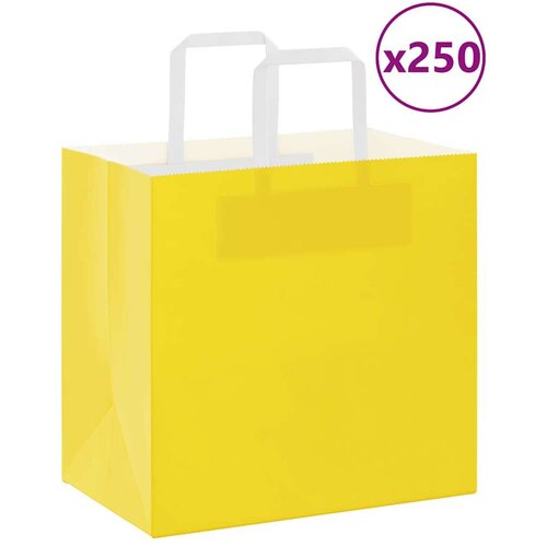  Papirnate vrećice 250 kom s ručkama žute 26x17x25 cm Cijene