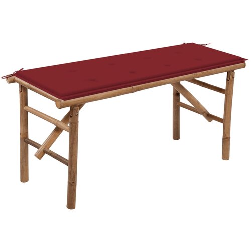  The Living Store Zložljiva vrtna klop z blazino 118 cm bambus - Vrtna Klop, (21460867) Slike