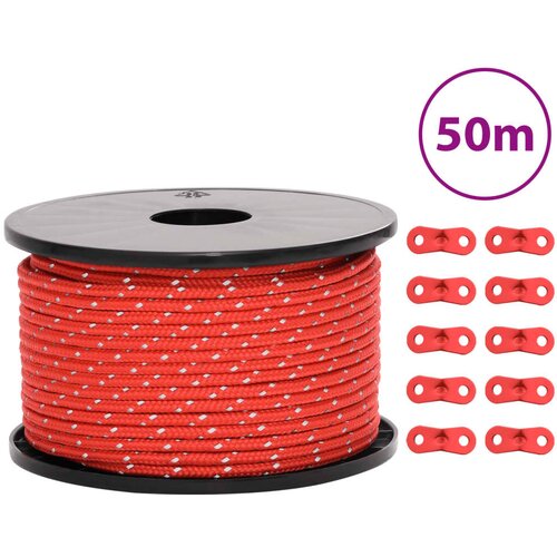 VidaXL Uže za &amp;scaron;ator s reflektirajućim prugama i ključevima 50 m 5 mm Slike