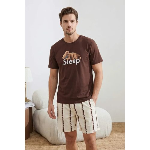 Trendyol unisex set pidžama Tmnss26Pt00017, braon-braon Cene