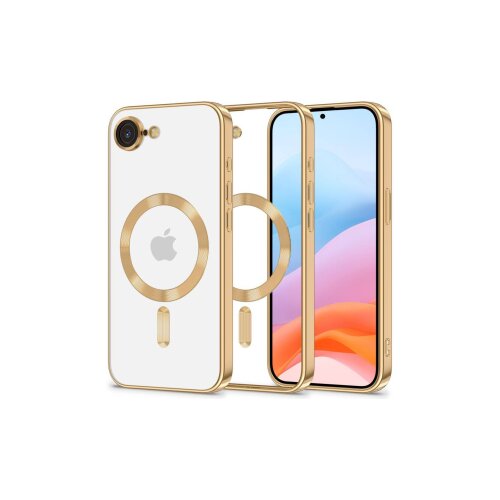  Magshiny ovitek za Iphone 16e Magsafe - prozoren z zlato obrobo Slike
