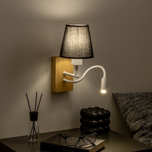  Brilagi - LED zidna lampa NUBILA WOOD 1xE27/25W/230V + LED/3W hrast/crna Slike